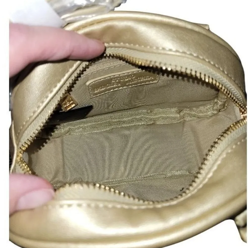 Badgley Mischka Studio Gold Quilted Mini Satchel Crossbody Bag Studded Metallic‎